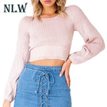 Fashion Lantern Sleeve Crop Women