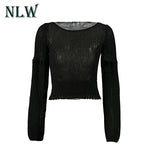 Fashion Lantern Sleeve Crop Women