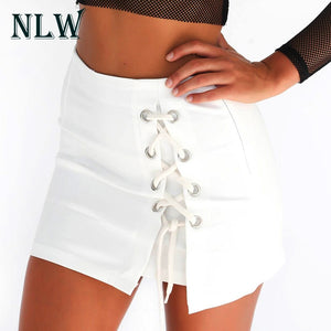 Black Sexy Lace Up Skirt Women