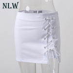 Black Sexy Lace Up Skirt Women