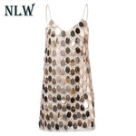 Deep V Sequin Spaghetti Sexy Short Dress Women