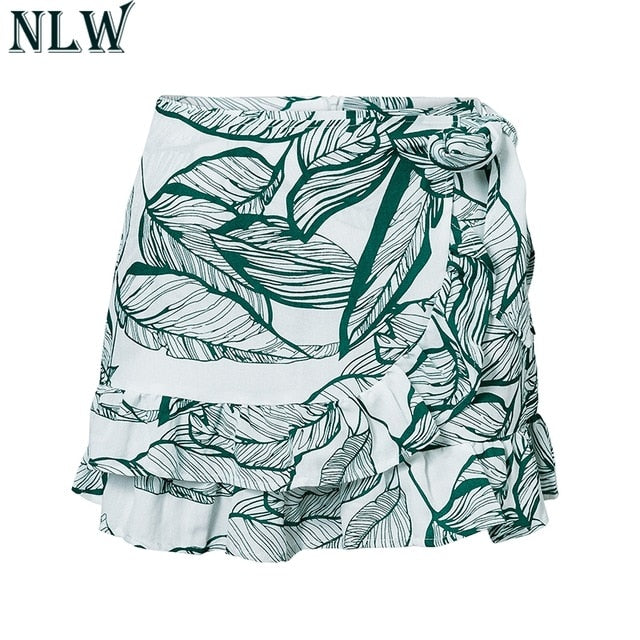 Boho Print Summer Wrap Skirt Women