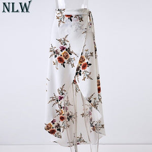 White Print Skirt Summer Beach Holiday Wrap Skirt