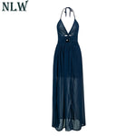 Navy Blue Solid Boho Dress