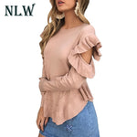 Fashion Ruffles Cold Shoulder Women