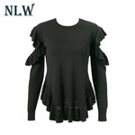 Fashion Ruffles Cold Shoulder Women