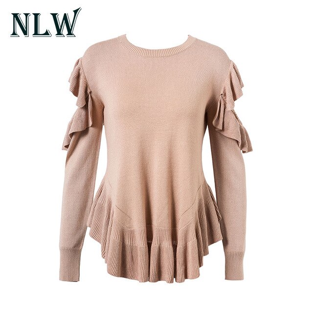 Fashion Ruffles Cold Shoulder Women