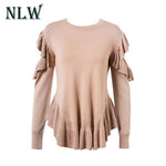 Fashion Ruffles Cold Shoulder Women