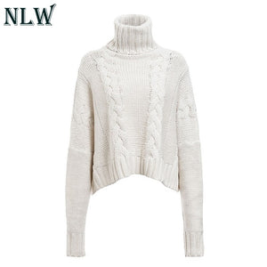 Long Sleeve Turtleneck Crop Sweater Autumn