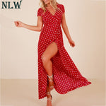 Red Maxi Elegant Polka Women Dress