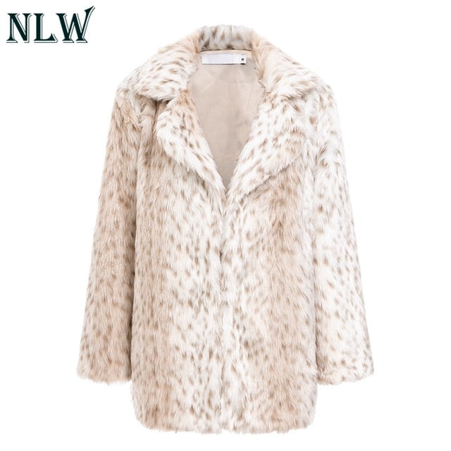 Leopard Luxury Faux Fur Coat Jacket