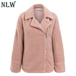 Lamb Teddy Pink Solid Coat Jacket Women