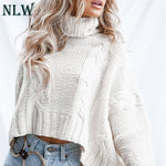 Long Sleeve Turtleneck Crop Sweater Autumn