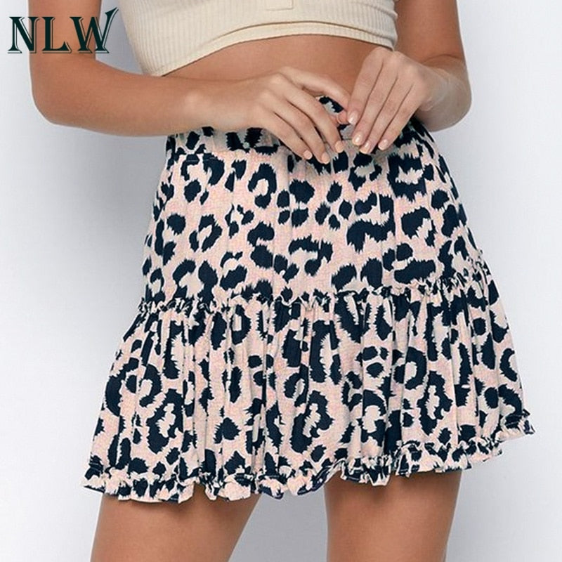 A Line Pink Leopard Print Skirts