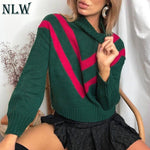 Winter Cozy Patchwork Computer Knitted Sweater Women