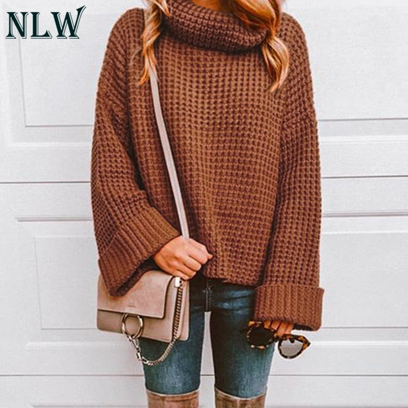 Turtleneck Knitted Casual Sweater Women