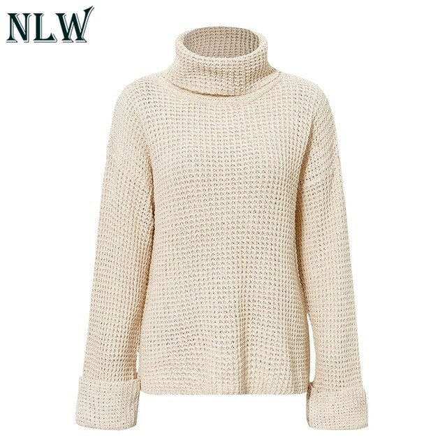 Turtleneck Knitted Casual Sweater Women