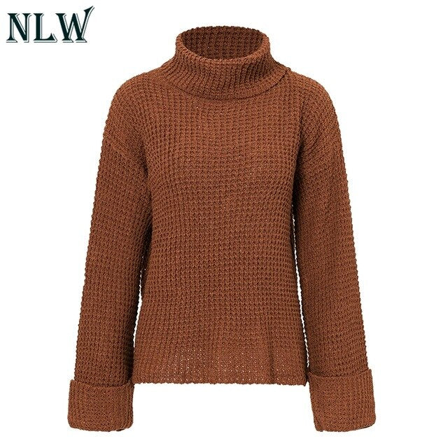 Turtleneck Knitted Casual Sweater Women