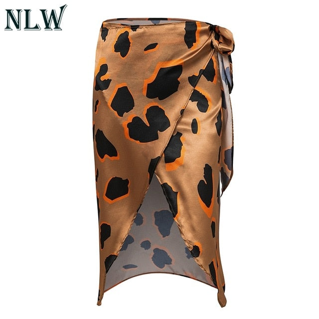 High Waist Bow Wrap Skirt Women