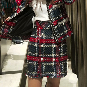 Sexy High Waist Plaid Button Women