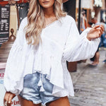Vintage White Lace up Blouse Girls