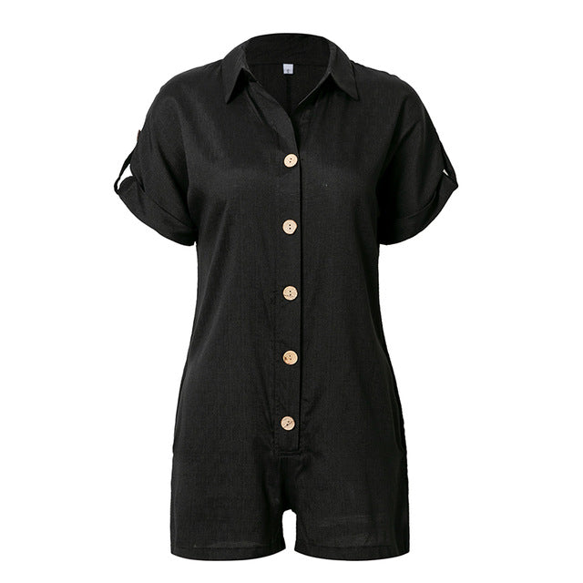 Button Casual Summer Women Playsuits