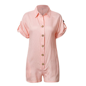 Button Casual Summer Women Playsuits