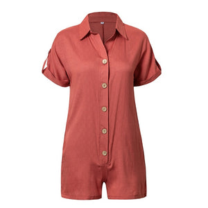 Button Casual Summer Women Playsuits