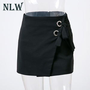 White Sexy Lace Up Skirt Women