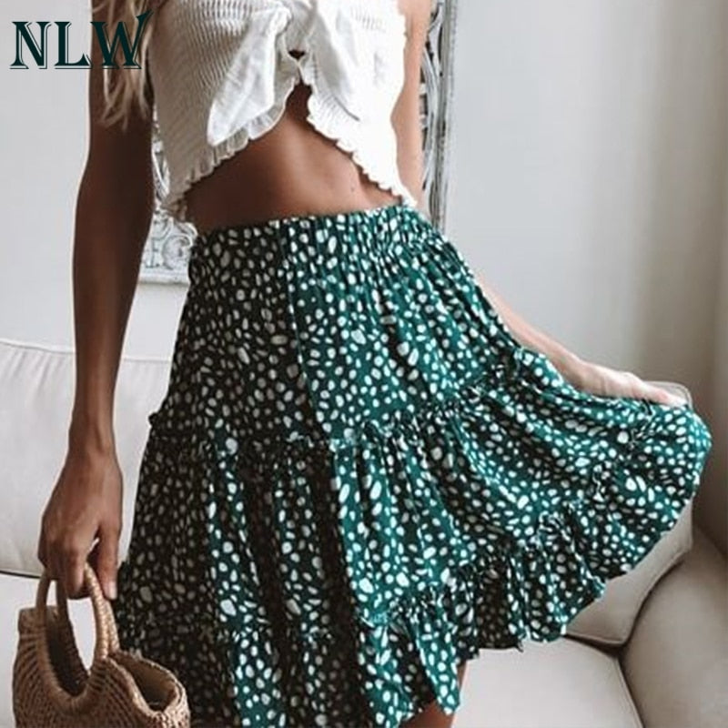 Summer Vintage Green Polka Dot Ruffles