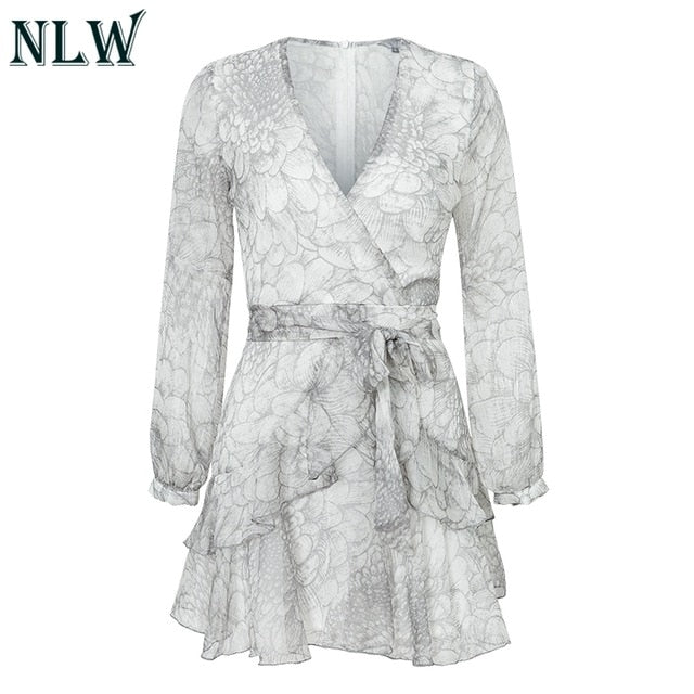 Long Sleeve Chiffon Women Dress