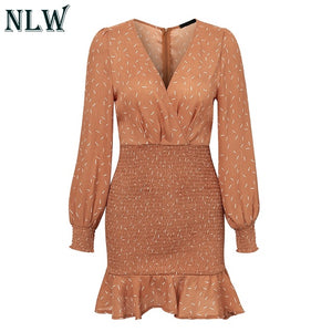 Long Sleeve Ruffles Women Dress