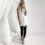 White Black Long Vest Blazer Women