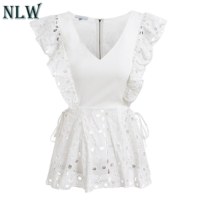 Summer Elegant White Embroidery Women