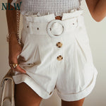 Casual Solid White High Waist Ruffle Women