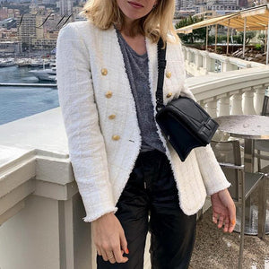 White Tweed Blazer Women