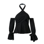 Casual Black Solid Blouse