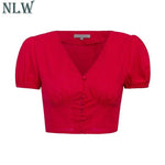 Elegant Red Vintage Short Camisole Shirt Women