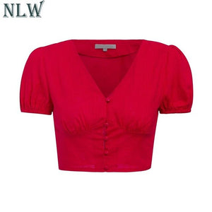Elegant Red Vintage Short Camisole Shirt Women