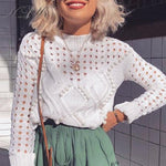 White Hollow out Fashion Sweater Women