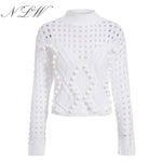 White Hollow out Fashion Sweater Women