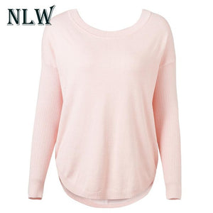 Pink Casual Knitted Sweater Long