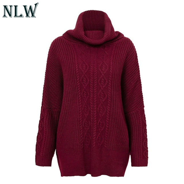 Casual Turtleneck Solid Color Women