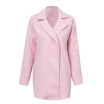 Solid Pink Casual Open Stitch Coats Women