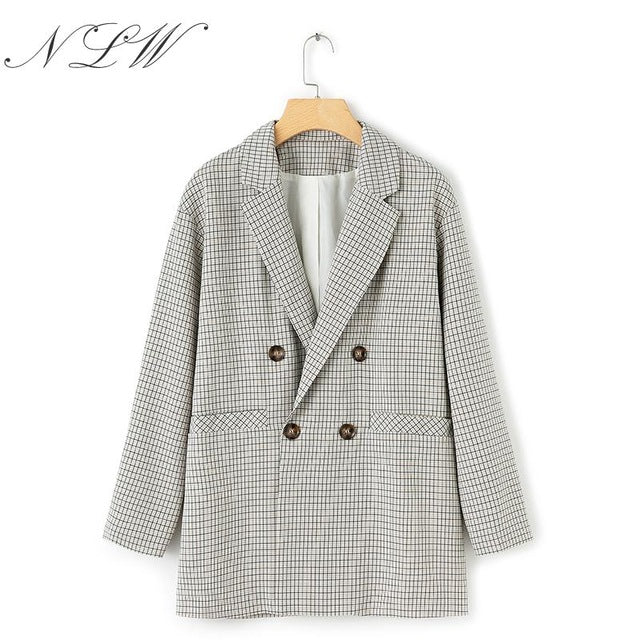 Plaid Long Blazer Women