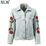 Light Blue Rose Embroidery Denim