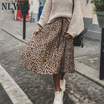 Vintage Punk Leopard Print Pleated Skirt Women